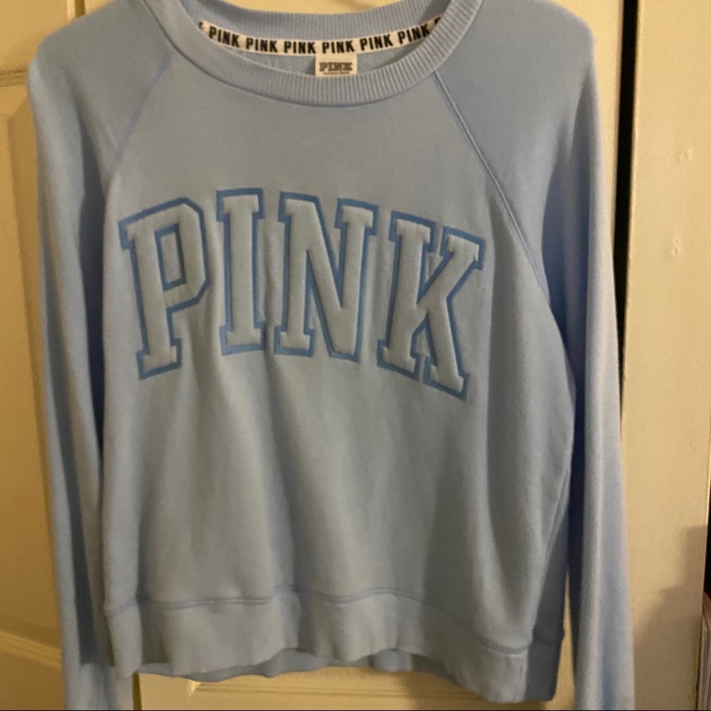 VS PINK light blue crew neck